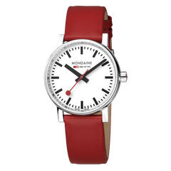 Mondaine EVO2 Quarz Herrenuhr aus Rotes Lederband, 35 MM -  MSE.35110.LCV