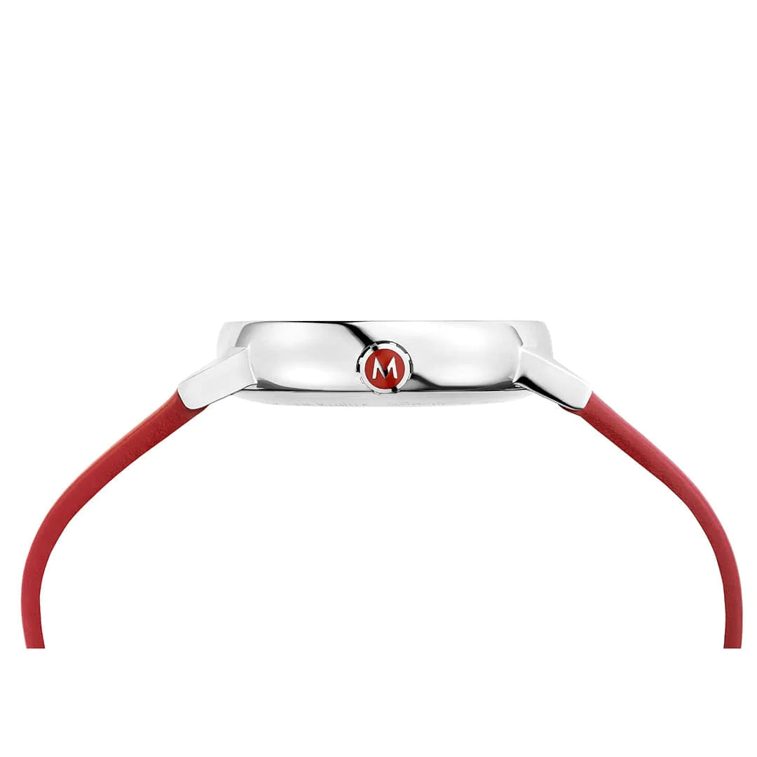 Mondaine EVO2 Quarz Herrenuhr aus Rotes Lederband, 35 MM -  MSE.35110.LCV
