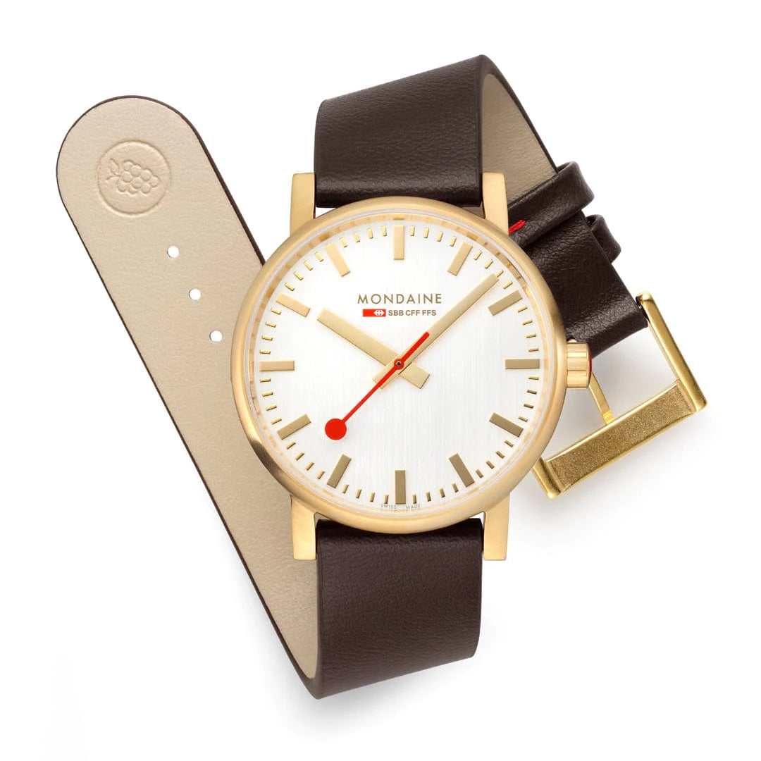 Mondaine EVO2 Herrenuhr aus Braun Lederband, 40 MM -  MSE.40112.LGV
