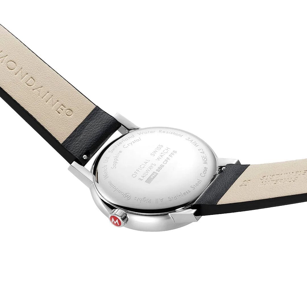 Mondaine EVO2 Herrenuhr aus Schwarzes Leder, 43 MM - MSE.43120.LB