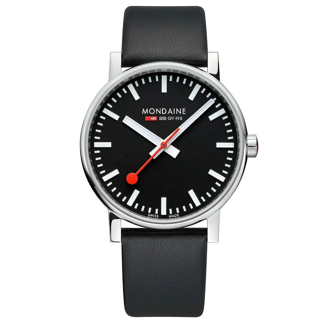 Mondaine EVO2 Herrenuhr aus Schwarzes Leder, 43 MM - MSE.43120.LB