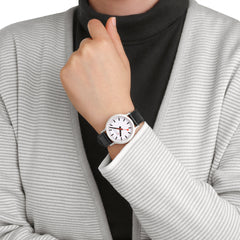 Mondaine Stop2Go Herrenuhr aus Schwarzes Leder, 34 MM - MST.3401B.LBV.SET
