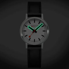 Mondaine Stop2Go Herrenuhr aus Schwarzes Leder, 34 MM - MST.3401B.LBV.SET