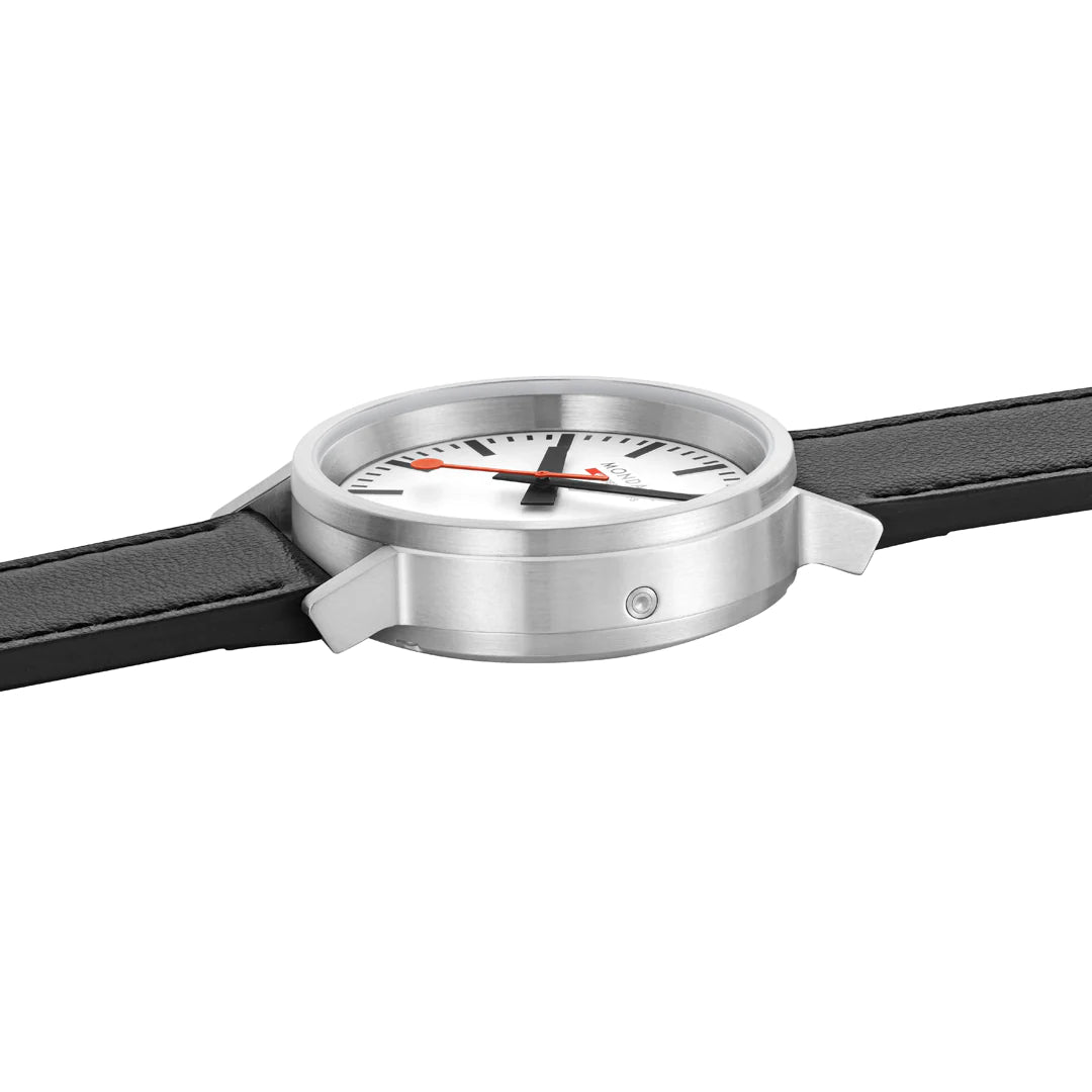Mondaine Stop2Go Herrenuhr aus Schwarzes Leder, 41 MM - MST.4101B.LBV.2SE