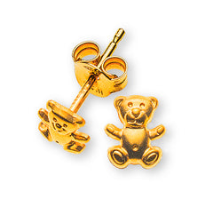Ohrstecker Teddybär Gelbgold 750 Gesandelt