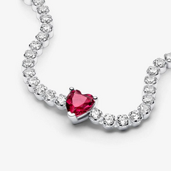 Bracelet tennis Pandora en forme de cœur rouge scintillant, élégance scintillante
