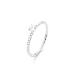Facet 18K Weissgold Klassischer Solitärring für Damen