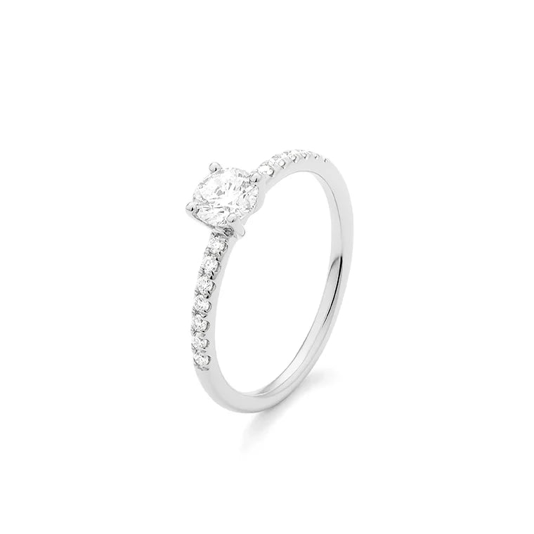 Facet 18K Weissgold Klassischer Solitärring für Damen