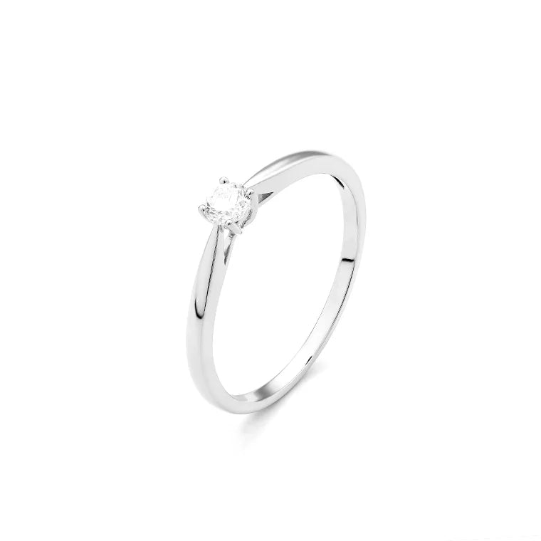 Facet Eye Clean Weissgold Solitaerring 14Kt