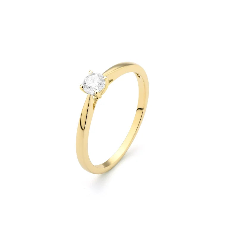 Facet Eye Clean Gold Solitaerring 18Kt 0.15