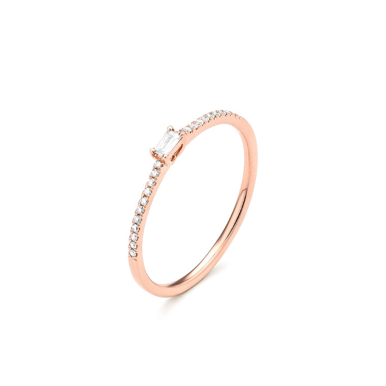 Facet 18K Rotgold Damenring mit Diamanten