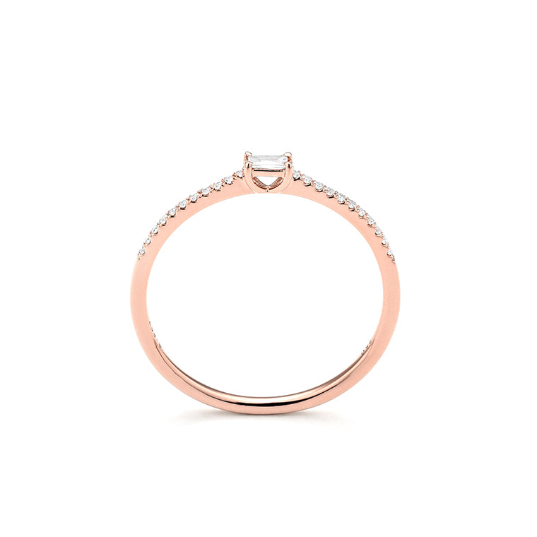 Facet 18K Rotgold Damenring mit Diamanten