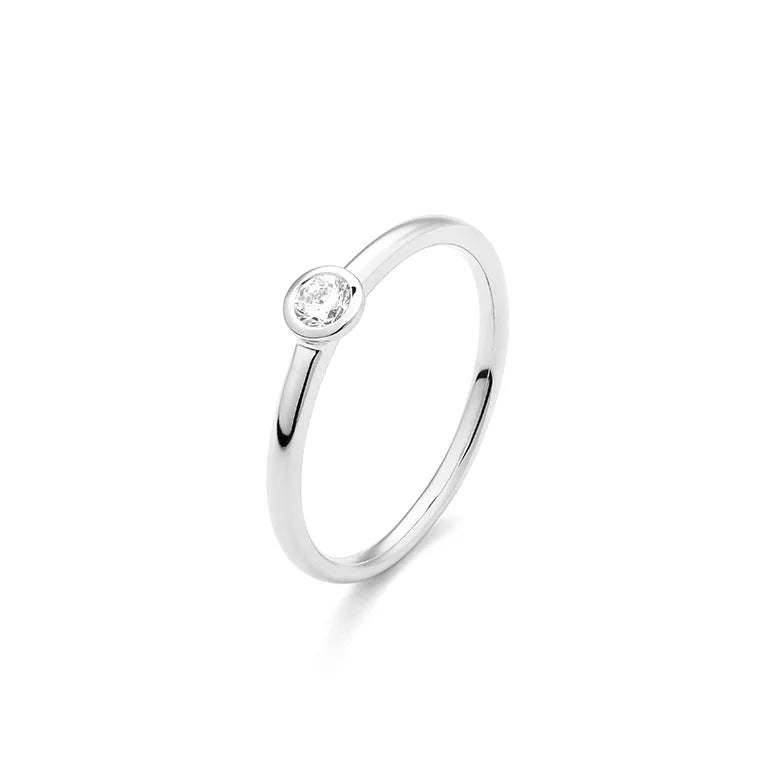 Facet Eye Clean Weissgold Solitaerring 18Kt 0,15 ct
