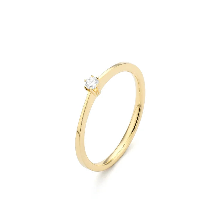 Facet Eye Clean Gold Solitaerring 14Kt