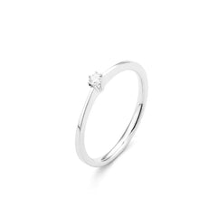 Bague solitaire en or blanc 18 carats avec diamant Facet Eye Clean