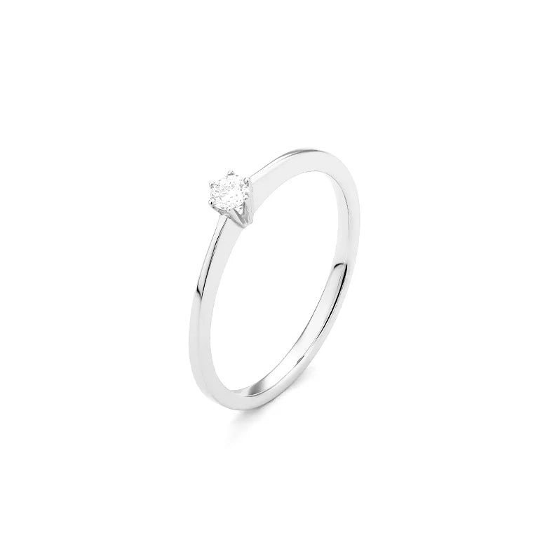 Facet Eye Clean Weissgold Solitaerring 18Kt 0.10 ct