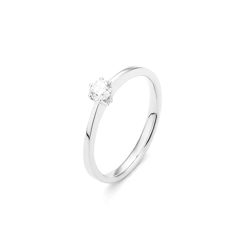 Facet Eye Clean Weissgold Solitaerring 18Kt 0.20 ct