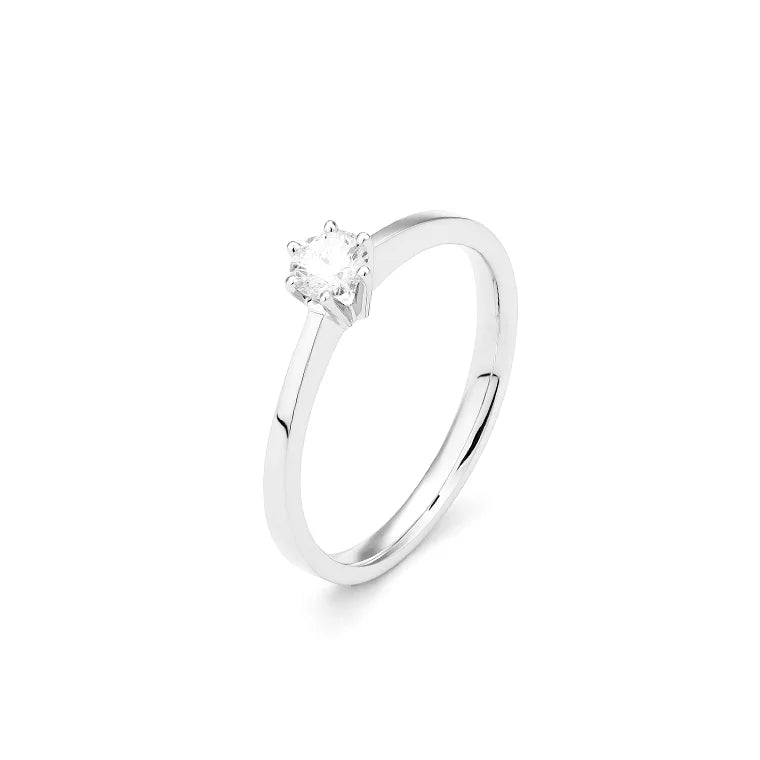 Facet Eye Clean Weissgold Solitaerring 18Kt 0.25 ct