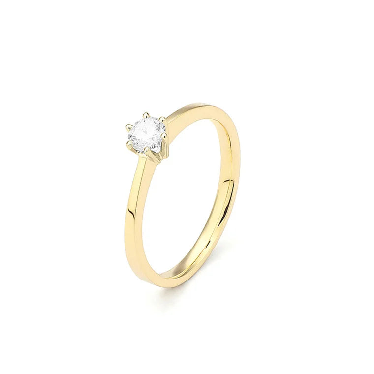 Facet Eye Clean Gold Solitaerring 14Kt