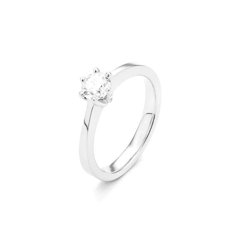 Facet Eye Clean Weissgold Solitaerring 18Kt 0.50 ct