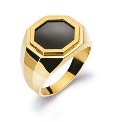 Herrenring Gelbgold 750 mit oktogonaler Onyx-Platte