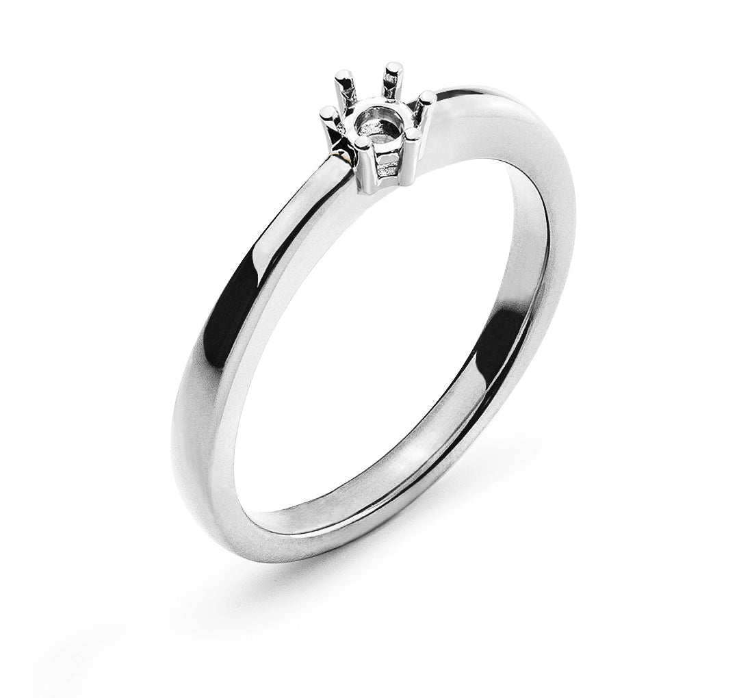 Solitär Ring Rohling 6-Griff Fassung Weissgold 750 für 0.15 ct.