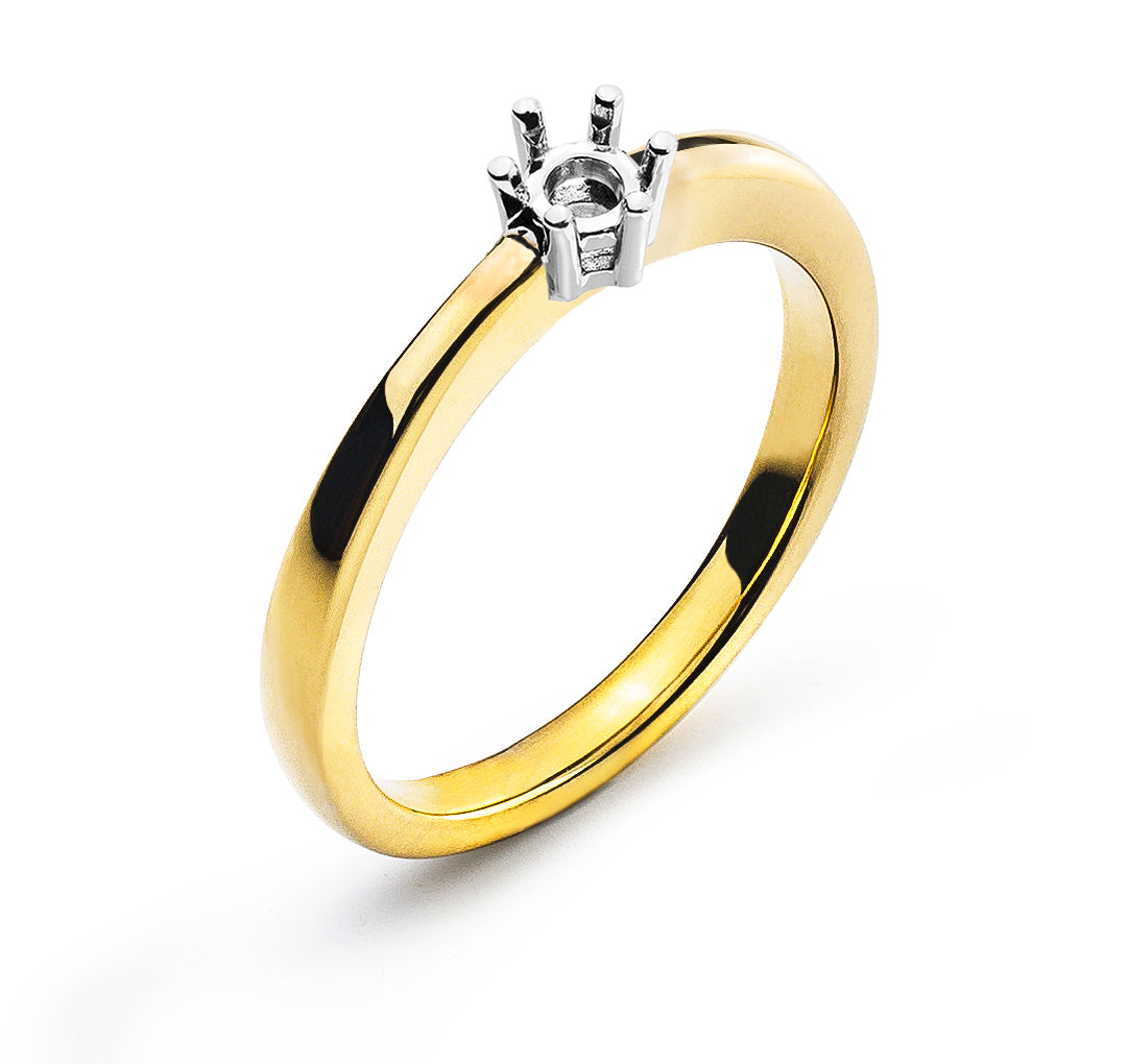 Solitär Ring 6-Griff Fassung Rohling Bicolor 750 für 0.20ct.
