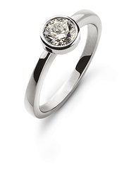 Solitär Ring Zargenfassung Weissgold 750 H SI 0.33 ct.