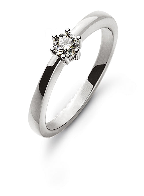 Solitär Ring 6-Griff-Fassung Weissgold 750 H SI 0.15 ct.
