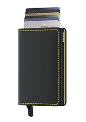 Portefeuille Slimwallet Secrid noir mat et jaune avec gravure - SM-Black&amp;Yellow