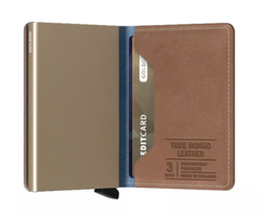 Secrid Slimwallet Indigo 3 Sand mit Gravur - SIn-3-Sand