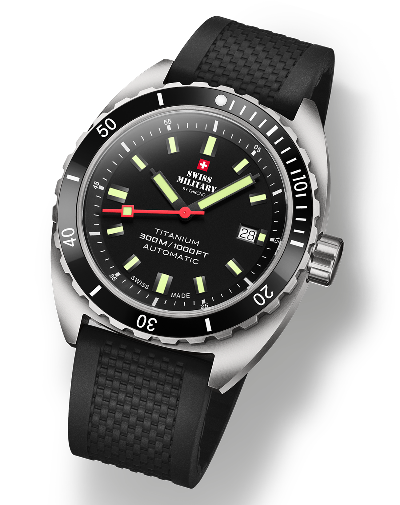 Swiss Military by Chrono Titanuhr mit Sportlichem Schwarzem Kautschukarmband für Männer