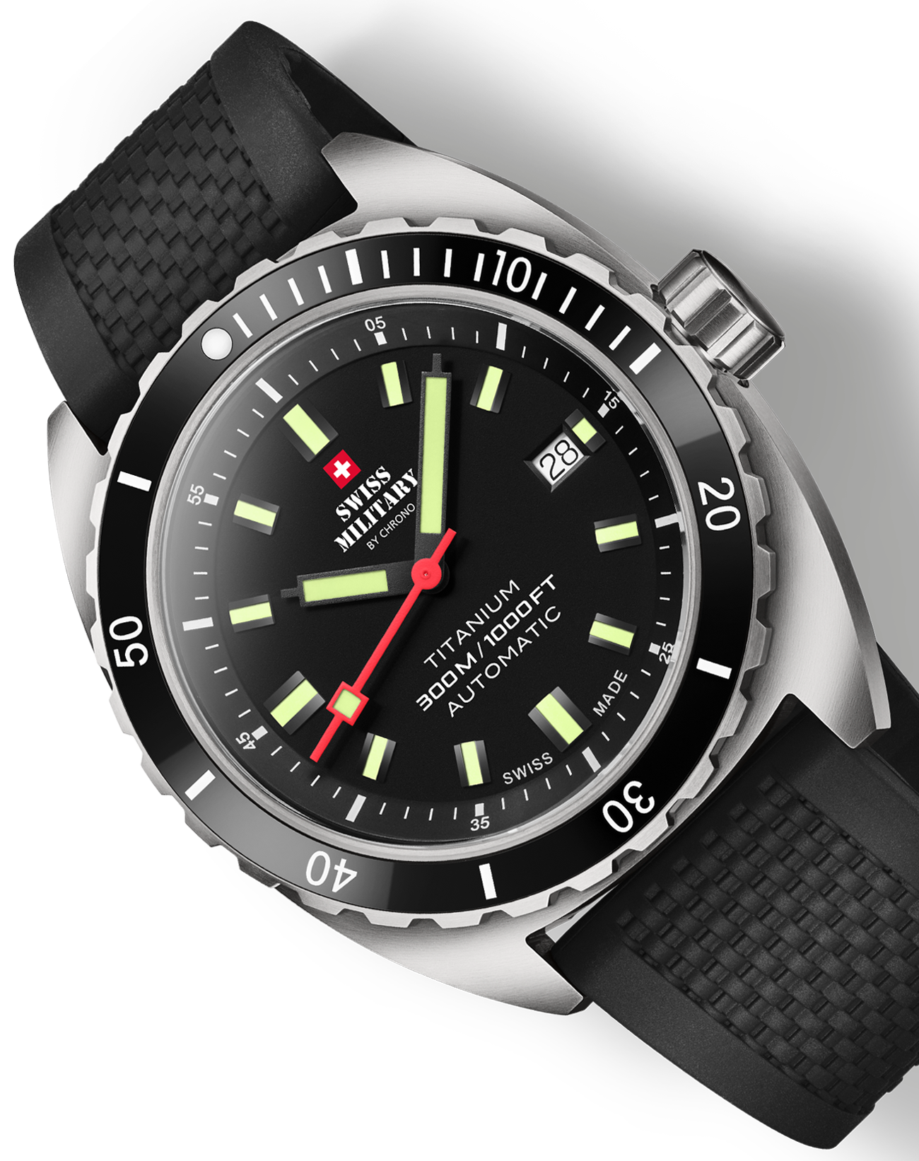 Swiss Military by Chrono Titanuhr mit Sportlichem Schwarzem Kautschukarmband für Männer