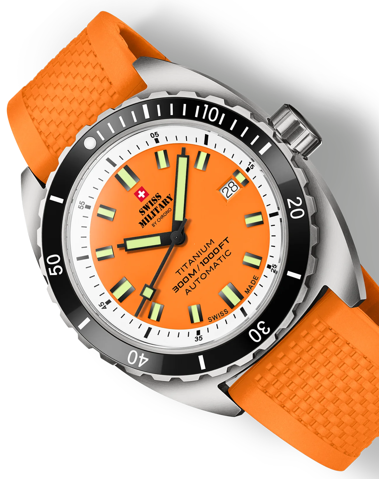 Swiss Military by Chrono Titanuhr für Männer mit Sportlichem Orangem Silikonarmband