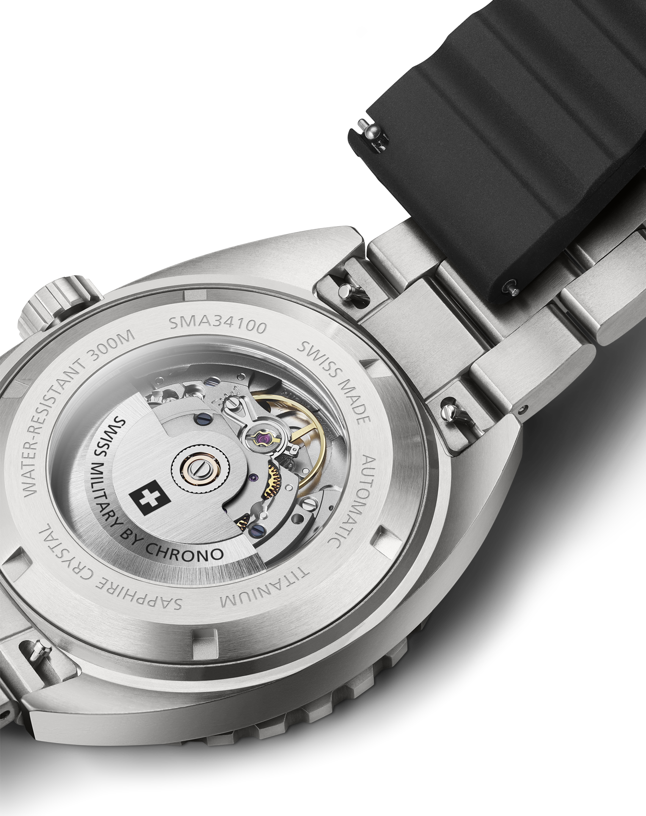 Swiss Military by Chrono Titanuhr mit Sportlichem Schwarzem Kautschukarmband für Männer