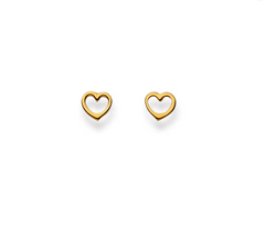 Boucles d'oreilles clous coeur en or jaune 18 carats 750 - 5x5 mm