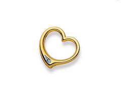 Pendentif coeur en or jaune 18 carats 750 avec diamant - 17x17 mm