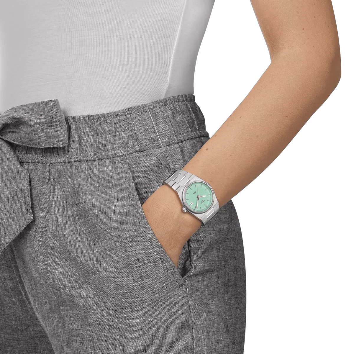 Tissot PRX Digital 35MM für Damen - Silberner Hellgrün Zifferblattfarbe