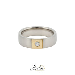 Partnerringe Silber/Gold SGB-628/5 – Damenring mit Diamant