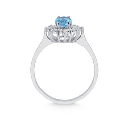 bague en or blanc avec diamants et topaze bleue - YZ0002586 