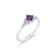 Weissgold-Ring mit Diamanten und Amethyst - YZ00023688