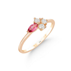 bague en or rose avec diamants et tourmaline - YZ0002791 