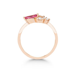 bague en or rose avec diamants et tourmaline - YZ0002791 