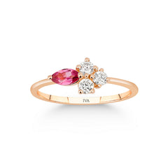 bague en or rose avec diamants et tourmaline - YZ0002791 