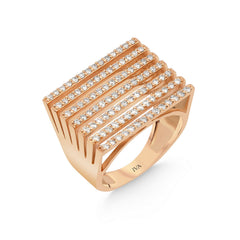 bague en or rose avec diamants - YZ0002819 