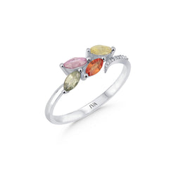 bague en or blanc avec diamants et saphir - YZ0002889 