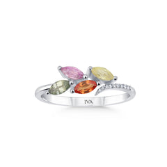 bague en or blanc avec diamants et saphir - YZ0002889 