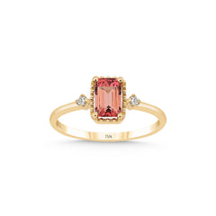 bague en or jaune avec diamants et rubis - YZ0003021 