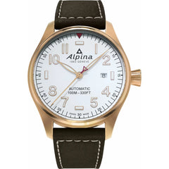 Alpina Smartimer Pilot Automatic Braun Lederband Herrenuhr