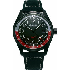 Alpina  Pilot GMT Schwarz Leder-Textilband Herrenuhr
